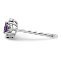 Sterling Silver Rhodium Amethyst & Diamond Ring view 3