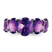 Sterling Silver Rhodium Amethyst Ring view 5