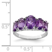 Sterling Silver Rhodium Amethyst Ring view 3