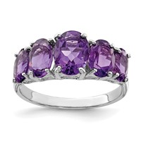 Sterling Silver Rhodium Amethyst Ring view 1