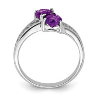 Sterling Silver Rhodium Amethyst Heart Ring view 2