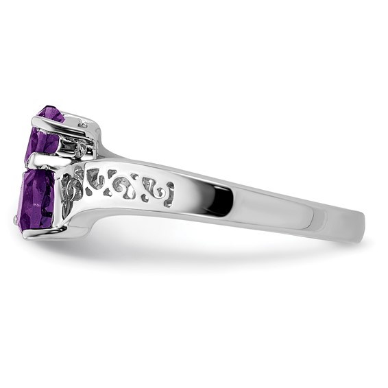 Sterling Silver Rhodium Gemstone Heart Ring                                
