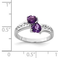 Sterling Silver Rhodium Amethyst Heart Ring view 3