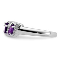Sterling Silver Rhodium Amethyst & Diamond Ring view 4