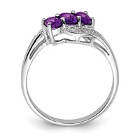 Sterling Silver Rhodium Amethyst & Diamond Ring view 2