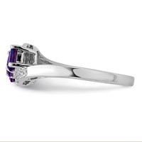 Sterling Silver Rhodium Amethyst & Diamond Ring view 4