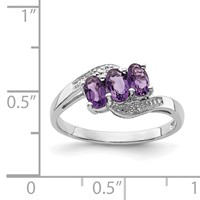Sterling Silver Rhodium Amethyst & Diamond Ring view 3
