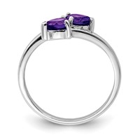Sterling Silver Rhodium Amethyst & Diamond Heart Ring view 2