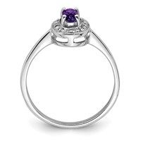 Sterling Silver Rhodium Amethyst & Diamond Ring view 2