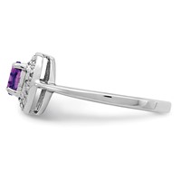 Sterling Silver Rhodium Amethyst & Diamond Ring view 4