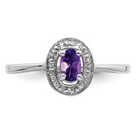Sterling Silver Rhodium Amethyst & Diamond Ring view 5