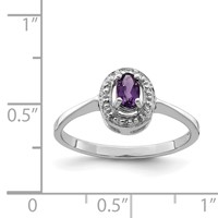 Sterling Silver Rhodium Amethyst & Diamond Ring view 3