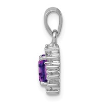 Sterling Silver Rhodium Plated Amethyst and Diamond Pendant view 2