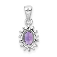 Sterling Silver Rhodium Plated Amethyst and Diamond Pendant view 4