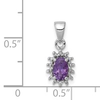 Sterling Silver Rhodium Plated Amethyst and Diamond Pendant view 3