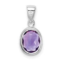 Sterling Silver Rhodium Planted Amethyst Pendant view 4
