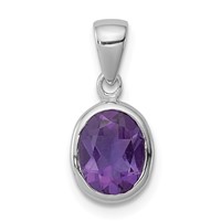 Sterling Silver Rhodium Planted Amethyst Pendant view 1