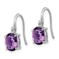 Sterling Silver Rhodium Plated Amethyst Wire Earrings view 2