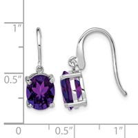 Sterling Silver Rhodium Plated Amethyst Wire Earrings view 4