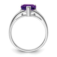 Sterling Silver Rhodium Amethyst Ring view 2