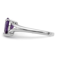Sterling Silver Rhodium Amethyst Ring view 3