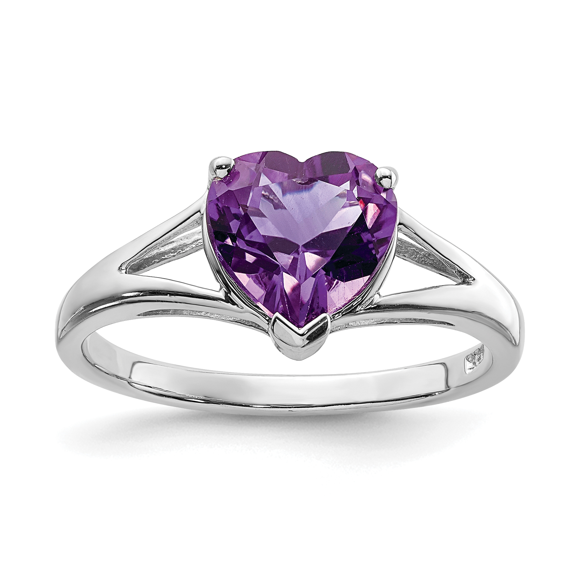 Sterling Silver Rhodium Amethyst Ring (QDX434-7)