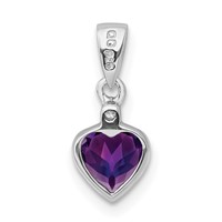 Sterling Silver Rhodium Plated Amethyst and Diamond Pendant view 4