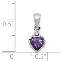 Sterling Silver Rhodium Plated Amethyst and Diamond Pendant view 3