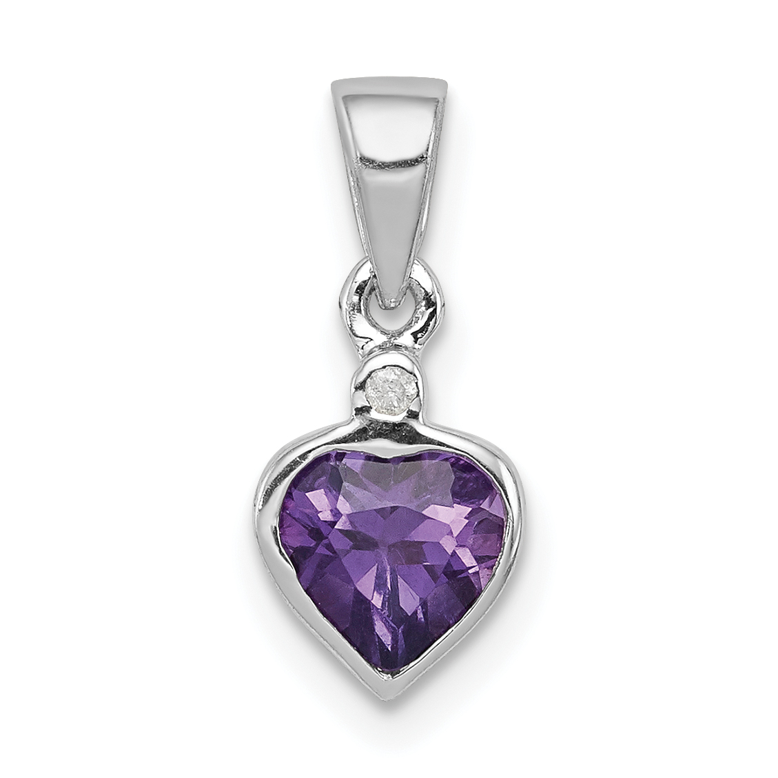 Sterling Silver Rhodium Plated Amethyst and Diamond Pendant (QDX436)