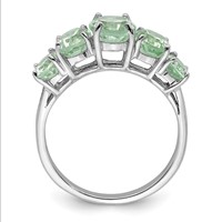 Sterling Silver Rhodium Green Quartz Ring view 2