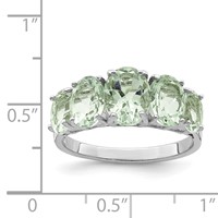 Sterling Silver Rhodium Green Quartz Ring view 3