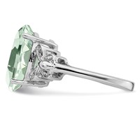 Sterling Silver Rhodium Green Quartz & Diamond Ring view 4