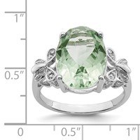 Sterling Silver Rhodium Green Quartz & Diamond Ring view 3