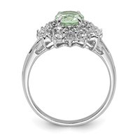 Sterling Silver Rhodium Green Quartz & Diamond Ring view 2