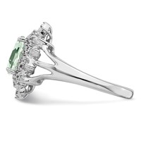 Sterling Silver Rhodium Green Quartz & Diamond Ring view 4