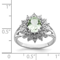 Sterling Silver Rhodium Green Quartz & Diamond Ring view 3