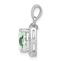 Sterling Silver Rhodium Plated Green Quartz and Diamond Pendant view 2