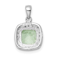 Sterling Silver Rhodium Plated Green Quartz and Diamond Pendant view 4