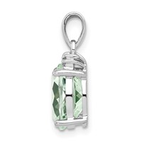 Sterling Silver Rhodium Plated Green Quartz and Diamond Pendant view 2