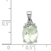 Sterling Silver Rhodium Plated Green Quartz and Diamond Pendant view 3