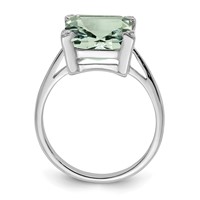 Sterling Silver Rhodium Green Quartz Diamond Ring view 2