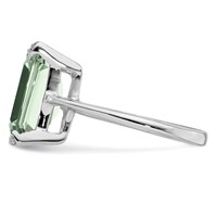 Sterling Silver Rhodium Green Quartz Diamond Ring view 4