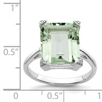 Sterling Silver Rhodium Green Quartz Diamond Ring view 3