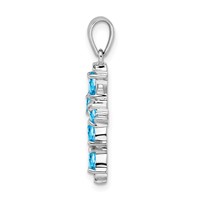 Sterling Silver Rhodium Pear Swiss Blue Topaz Cross Pendant view 2