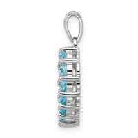 Sterling Silver Rhodium Light Swiss Blue Topaz Heart Pendant view 2