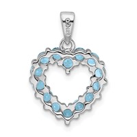 Sterling Silver Rhodium Light Swiss Blue Topaz Heart Pendant view 4