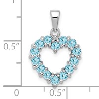 Sterling Silver Rhodium Light Swiss Blue Topaz Heart Pendant view 3