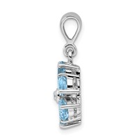 Sterling Silver Rhodium Light Swiss Blue Topaz & Diamond Flower Pendant view 2