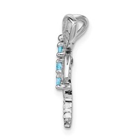 Sterling Silver Rhodium Light Swiss Blue Topaz Dragonfly Pendant view 2
