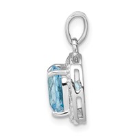 Sterling Silver Rhodium Light Swiss Blue Topaz Pendant view 2